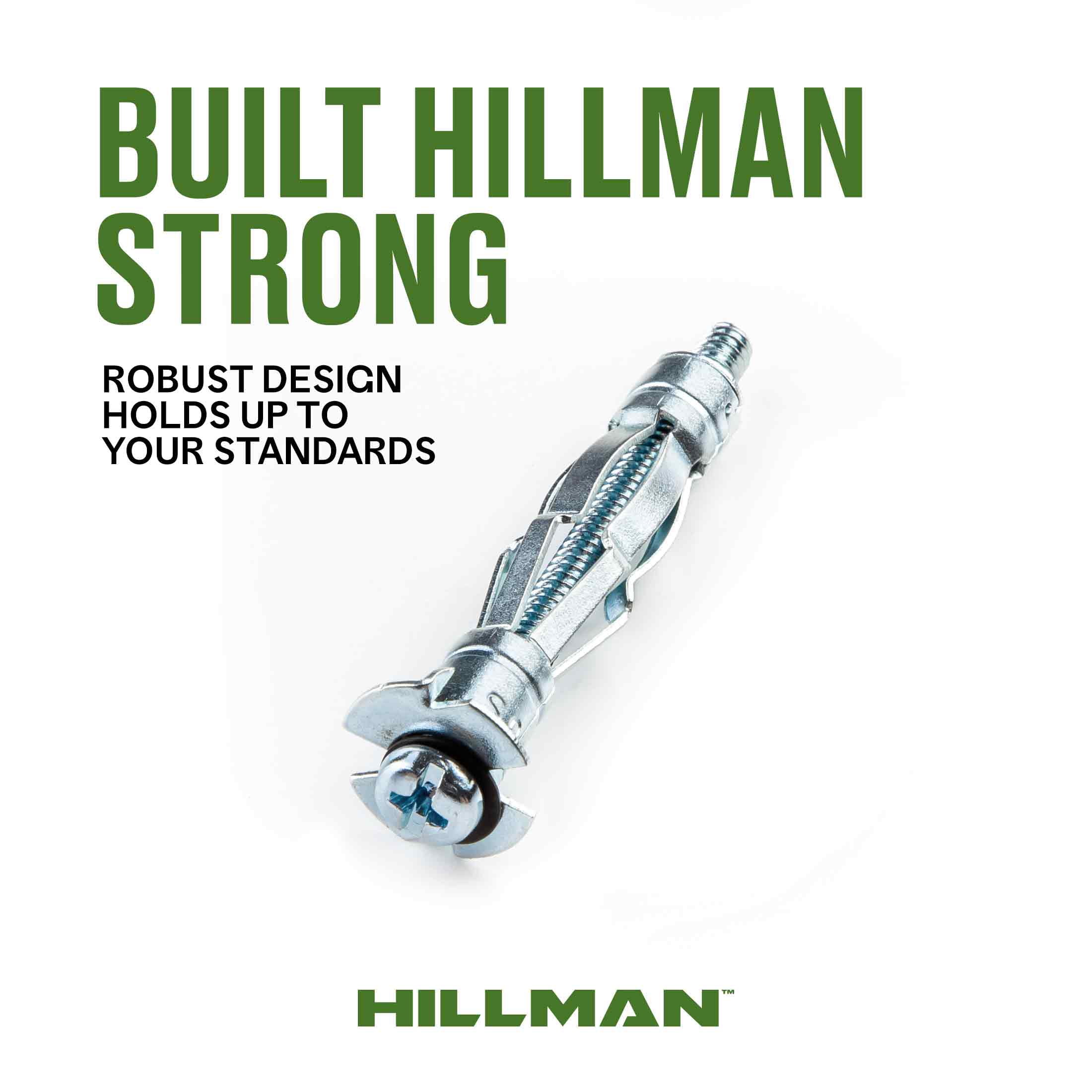 (5 pack) Hillman Hollow Wall Mult-Material Anchor Screws, 1/4" Short, Steel, Zinc, Corrosion Resistant, 80 lbs, Silver, 2 sets