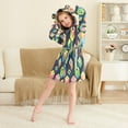thumbnail image 3 of FORMRS Niños Bathrobe Unisex Hooded Robe Soft Plush Pajamas Sleepwear, Size 7-9T, Green Cubes, 3 of 7