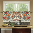 thumbnail image 4 of Yayeee Kitchen Curtains Tier Set of 2 Light Filtering 57"x24" Over Sink Window Panels, Orange Japanese Flowers Pattern, 4 of 7