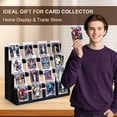 thumbnail image 3 of Honiway Card Display Stand, 4-Tier Trading Card Display, Wooden Graded Card Display Baseball Sports Card Display, Trading Card Display Case for Card Collection & Show (Black), 3 of 7