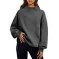 thumbnail image 2 of Oversized Mock Neck Sweatshirt for Women Turtleneck Long Sleeve Pullover Hoodies Casual Fall Cozy Crewneck Sweatshirt Gray M, 2 of 7