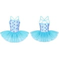 thumbnail image 3 of DPOIS Kids Girls Mermaid Princess Tutu Dress Fish Scale Leotard Athletic Dancewear, 3 of 7