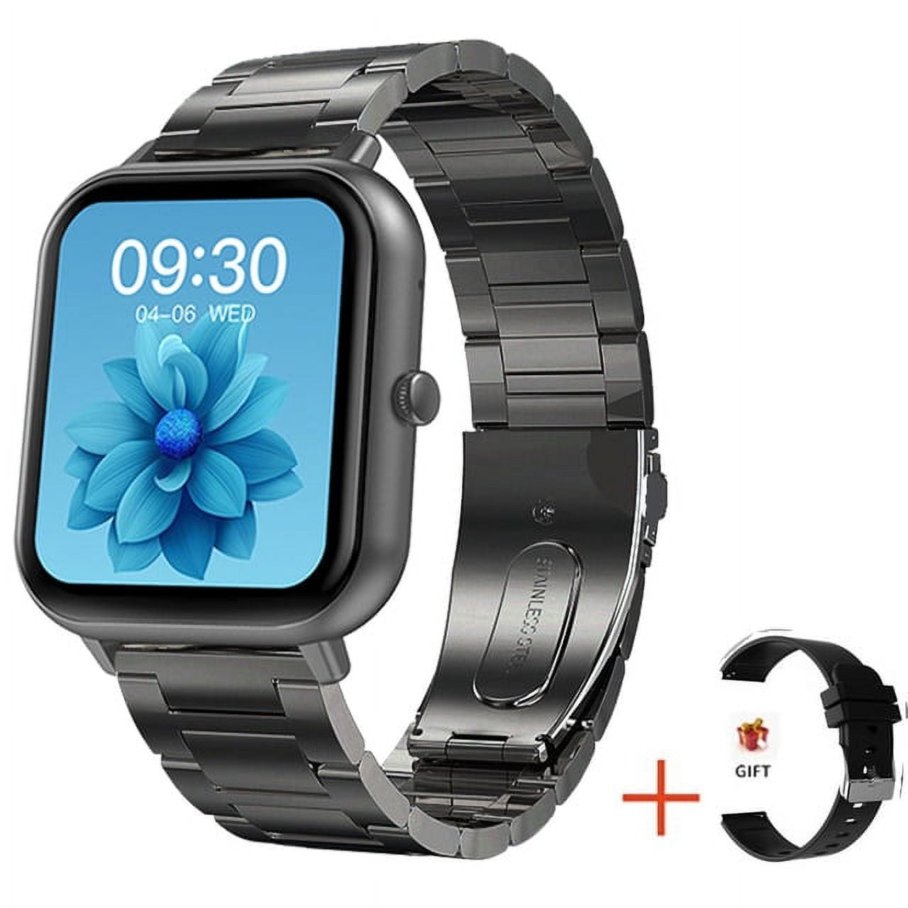 2023 Call Smart Watch Women Custom Dial Smartwatch For Android IOS Waterproof Bluetooth Music Watches Full Touch Bracelet Clock Steel belt black 2