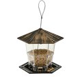 thumbnail image 3 of Bird Feeder for Outdoor Hanging, Clear Hexagon Plastic Seed Feeder with Rainproof Roof & Multi Perch Tray, Weather Resistant Hanging Bird Food Dispenser for Yard Garden Patio Backyard, 3 of 6
