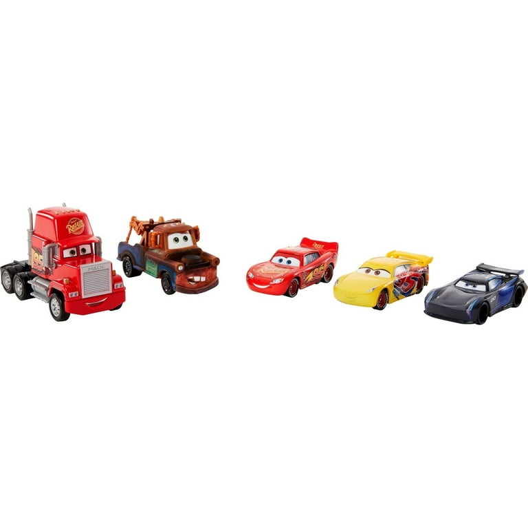 Disney Pixar Cars 3 Vehicle 5-Pack Collection, Set of 4 Toy Character Cars  & 1 Mack Truck 