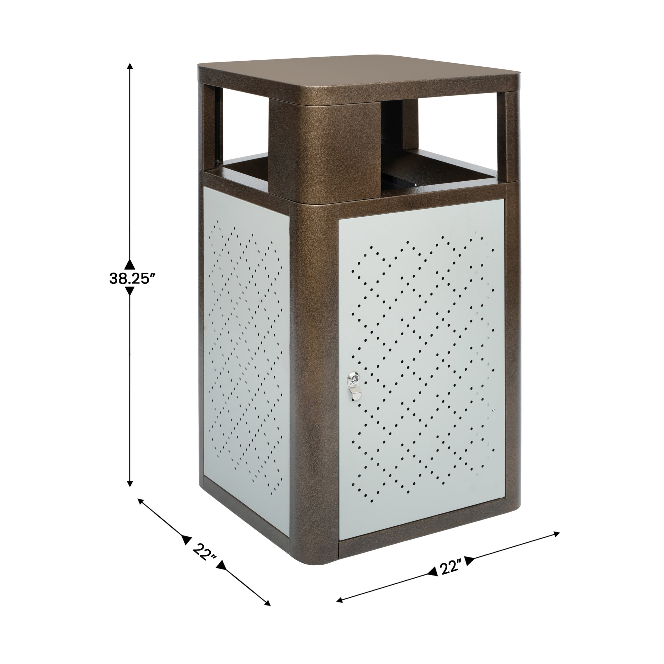Flash Furniture Brooks Steel Indoor-Outdoor Trash Can with Locking Access Door 31.4 Gallon