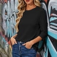 thumbnail image 6 of Zynoxe 3/4 Length Sleeve Womens Fall Tops Comfy Trendy Solid Color Fall Sweatshirts Casual Versatile Crewneck Sweatshirts for Daily Wear S, 6 of 8