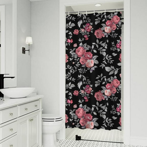 Pioneer Flower Floral Print Pattern Shower Curtain 36"x72" ,Bathroom Decorative Shower Curtains Set with 12 Hooks,Modern Waterproof Washable Shower Curtain