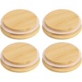 thumbnail image 1 of uxcell 4Pcs 2.87 Inch Bamboo Lids with Silicone Sealing Rings, Wooden Mason Jar Lids Bamboo Lids for Mason Jars Wide Mouth Canning Jar Lids Ball Jars Lids with Silicone Sea for Storage, 1 of 6
