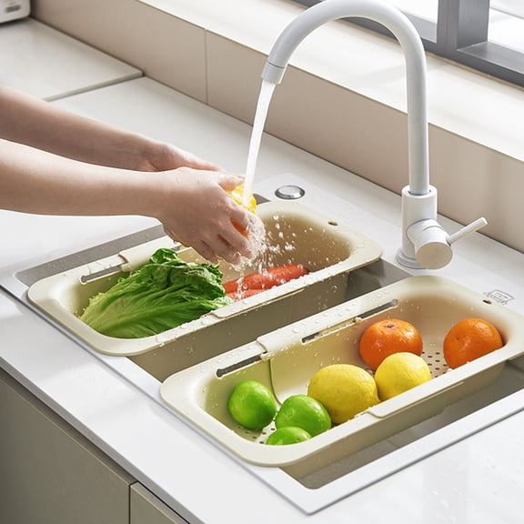 XGFHYJEH Sink Colander, Over the Sink Colander, Kitchen Sink Strainer Basket, Sink Drain Basket