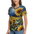 thumbnail image 2 of Xecao Starry Sky Sunflower for Women's V-Neck T-Shirts-Elegant Half-Sleeve Tops Perfect for Summer-XX-Large, 2 of 5