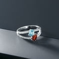 thumbnail image 4 of Gem Stone King 1.66 Ct Oval Blue Zircon Red Garnet 925 Sterling Silver Ring (Size 7), 4 of 4