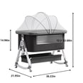 thumbnail image 3 of 3-in-1 Baby Bassinet Bedside Sleeper with Wheels, Mosquito Net, Mattress and Storage Basket,Dark Gray, 3 of 7