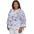 thumbnail image 3 of Alfred Dunner Womens Plus-Size Watercolor Plaid Lace Neck Top, 3 of 4