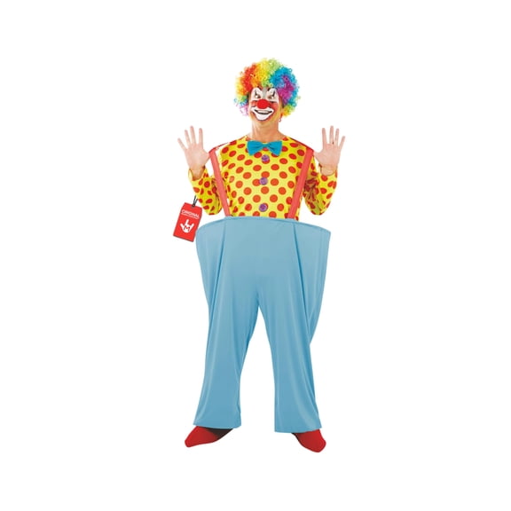 Fun Shack Mens Circus Clown Costume incl Wig Nose Adult Funny Fancy Dress Carnival Halloween Blue L