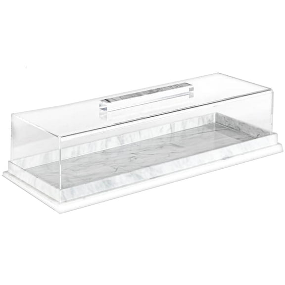 Milue Rectangular Bakery Serving Tray Marble Effect Food Display Case With Cover