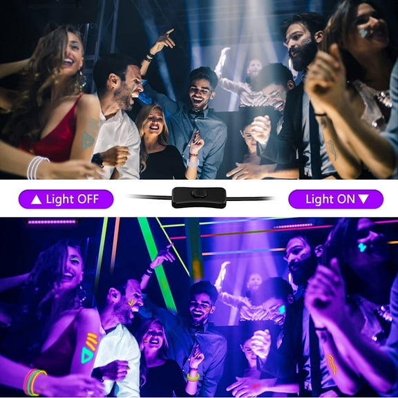 38W LED Black Light Bar, Blacklight Bars with Plug and Switch Light Up 22x22ft Area for Glow Party Halloween Parties Bedroom Decorations Stage Lighting 4 Pack