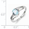 thumbnail image 2 of 925 Sterling Silver Rhodium Plated Diamond and Sky Blue Topaz Oval Ring, 2 of 2
