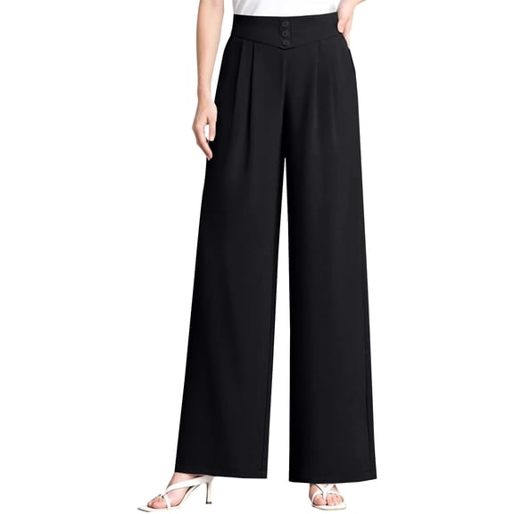 Women's Pants Fashion Casual Pants For Women For EllaFlow Soft High Waist Pull On Wide Leg Drape Pant For Senior Over