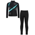 thumbnail image 3 of Aislor Girls Figure Skating Jacket Ice Ballet Dance Long Sleeve Jackets with Leggings for Competition Light Blue 5-6, 3 of 7