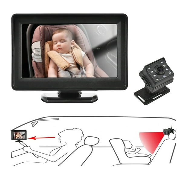Kisdream Baby Car Mirror, Baby Car Back Seat Camera Monitor with Night