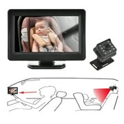 Kisdream Baby Car Mirror, Baby Car Back Seat Camera Monitor with Night Vision, 720P 4.3 Wide View Rear Facing Car Seat Camera, Safety Baby Car Camera Monitor for Newborn Children Infants