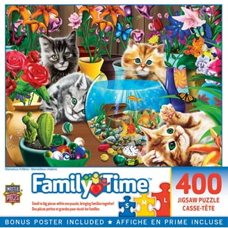Ceaco - Furry Friends Glitter - Family Cat - 100 Piece Kids Jigsaw