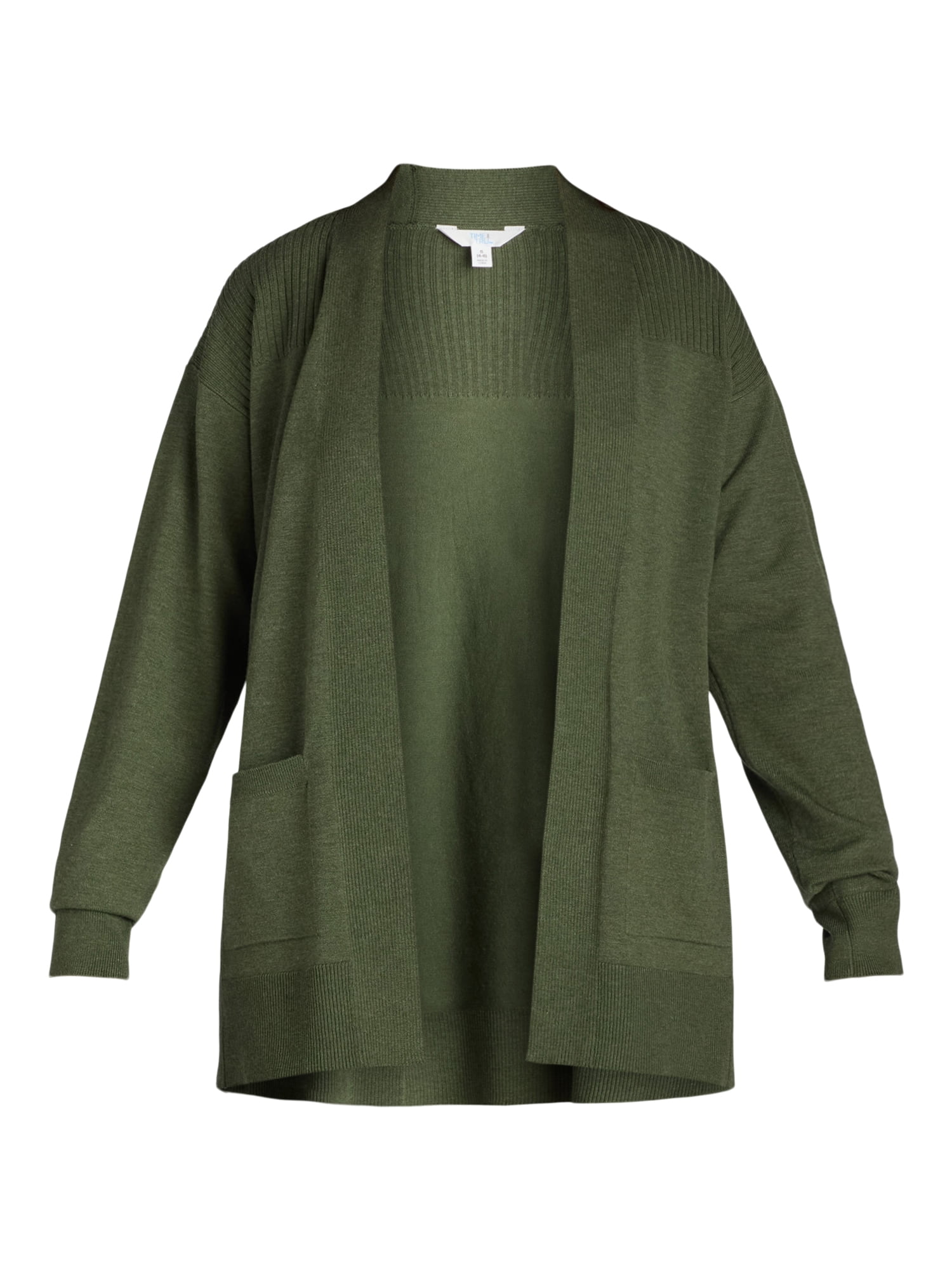 Time and Tru Women's and Women's Plus Open Front Cardigan Sweater, Sizes XS-4X