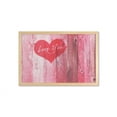 thumbnail image 1 of Love Wall Art with Frame, Love You Heart on Grunge Style Rustic Wooden Background Valentines Day Retro Print, Printed Fabric Poster for Bathroom Living Room, 35" x 23", Red Pink, by Ambesonne, 1 of 2
