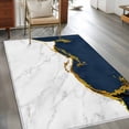 thumbnail image 3 of Navy Blue Gold Marble Washable Area Rugs 3'x5', Abstract Wave Low Pile Throw Living Room Rug Non-Slip Sturdy Edge Binding Carpet for Indoor Entryway Bedside Kitchen, 3 of 9