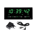 thumbnail image 3 of Reloj de pared LED digital Fecha Hora Semana con segundos Decoración Carga USB Reloj despertador Relojes de escritorio para dormitorio Tienda Escuela Verde, 3 of 9