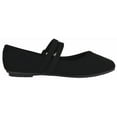 thumbnail image 3 of Top Moda Women Mary Jane Flats Buckle Strap Square Toe Comfort Dress Ballet Shoes PONGO-9 Black Nubuck Suede 8.5, 3 of 5