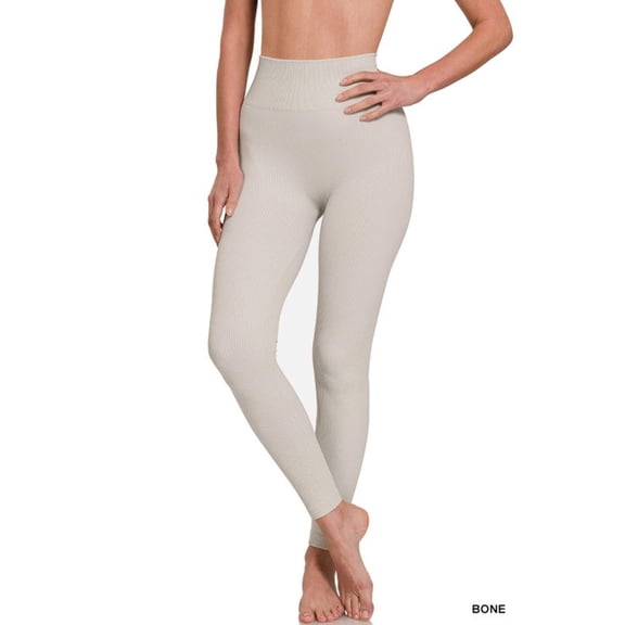 ZENANA Ribbed Seamless High Waisted Full Length Leggings