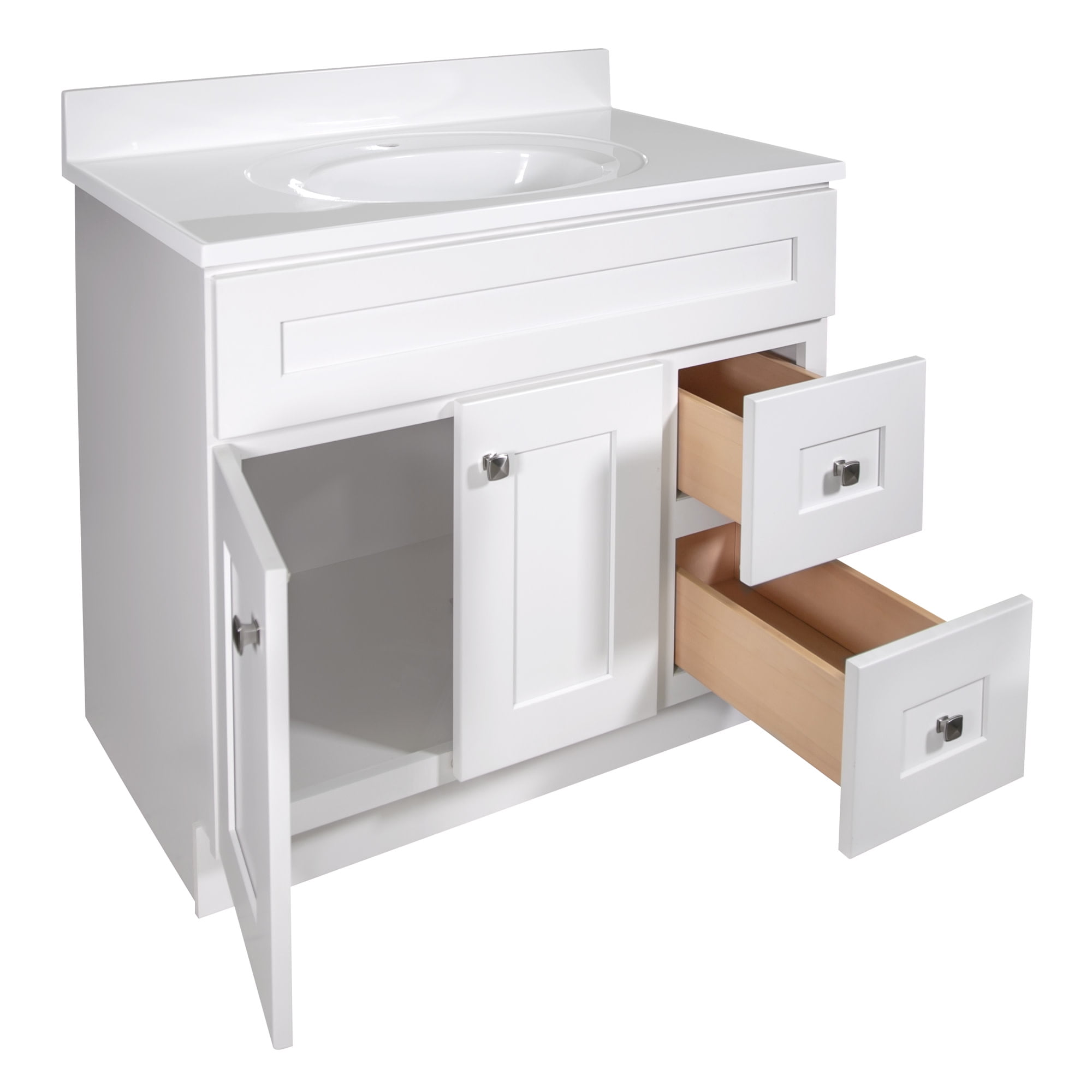 Design House Brookings 37" x 22" Ready to Assemble 2-Door 2-Drawer Bath Vanity with Cultured Marble Single Hole Top, Sherwin Williams® White/White