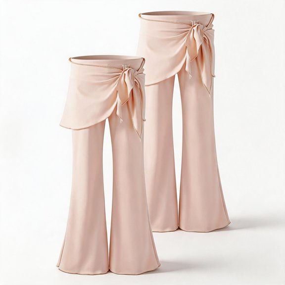 OGLCCG 2-Pack Girls Flare Leggings with Tie Wrap Skirted,High Waist Bootcut Bell Bottoms,School Performance Dance Pants Size 5