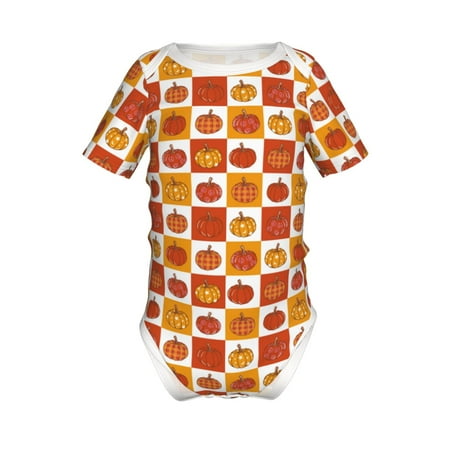 

Coaee Pumpkin Plaid for Soft Baby Short-Sleeve Bodysuit Baby Climbing Clothes Baby Girls Boys Bodysuit Romper-6 Months