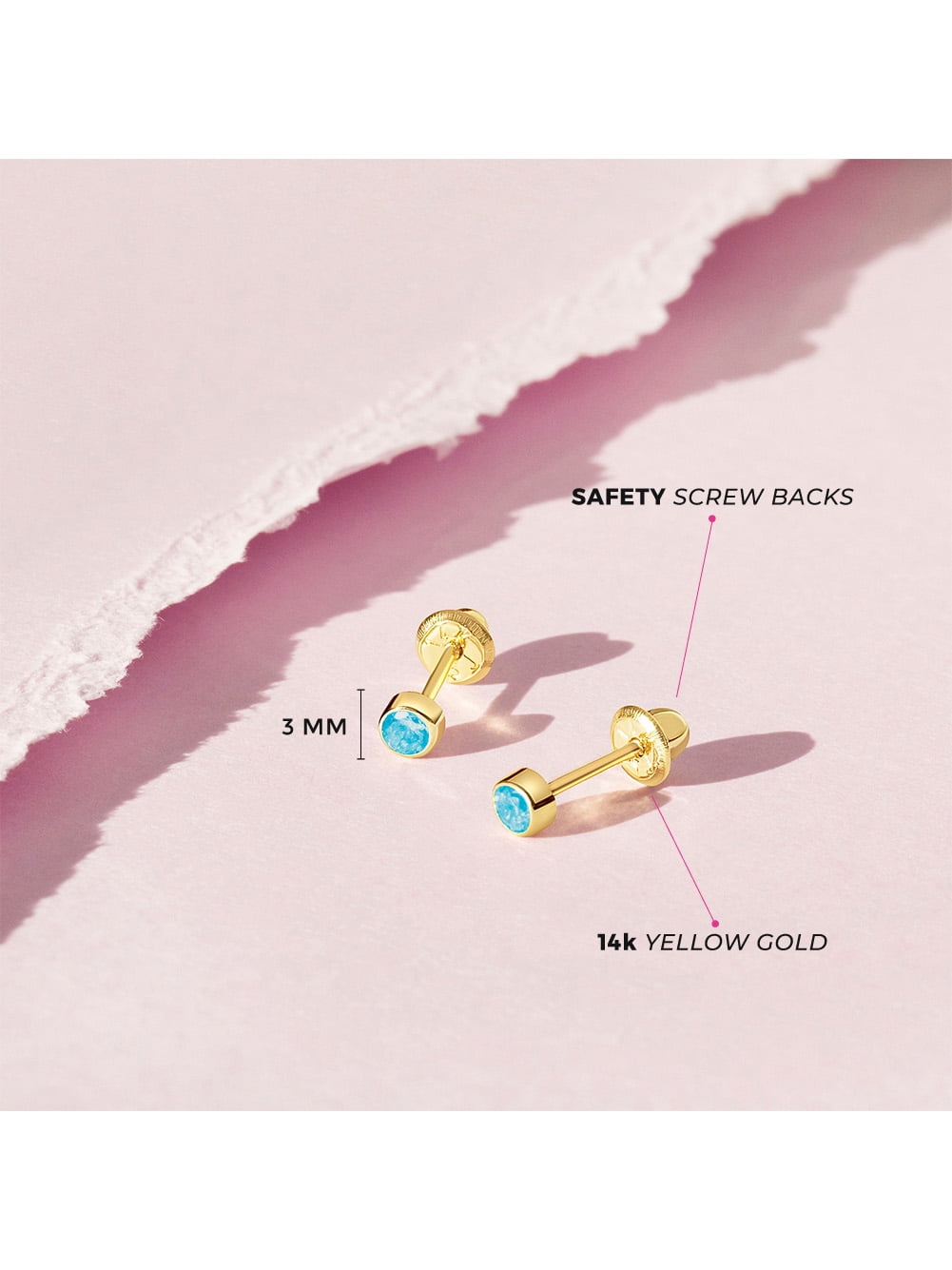 Girls' Diamond Cut Ball Screw Back 14K Gold Earrings - 3mm - in Season Jewelry
