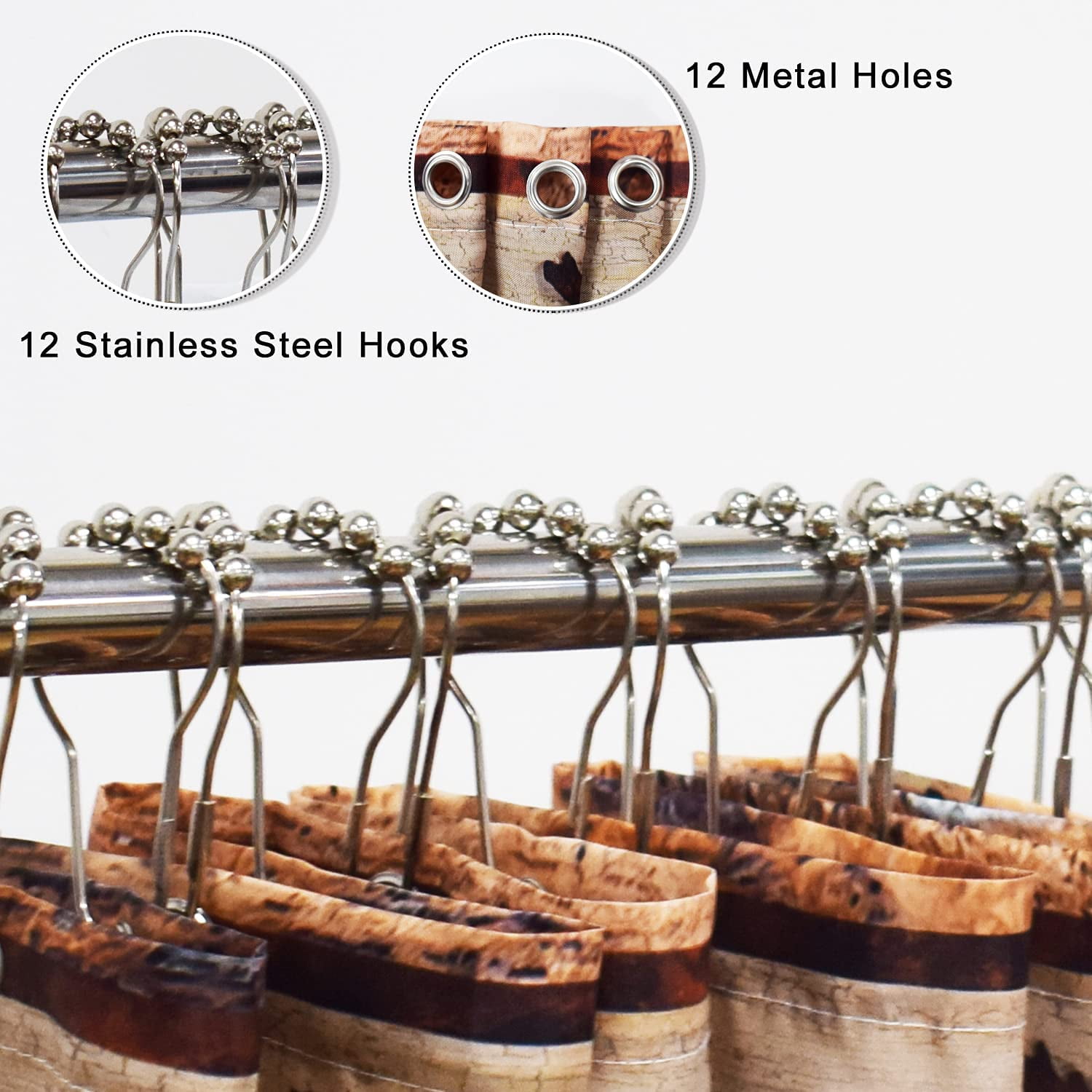 Rustic Hunting Deer Shower Curtain Set for Bathroom, Forest Woodland Cabin Bathroom Decorations, Farmhouse Country Lodge Bathroom Decor Polyester Fabric-72" x 72"