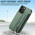 thumbnail image 5 of ELEHOLD Zipper Wallet Case for iPhone 13 Mini,Flip Folio Card Slots Zipper Storage Kickstand Function Magnetic Closure Full Body Shockproof Protective Case,green, 5 of 6