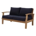thumbnail image 3 of Modern Contemporary Urban Outdoor Patio Balcony Garden Furniture Lounge Sofa and Chair and Coffee Table Set, Wood, Navy Blue Natural, 3 of 9
