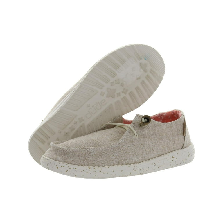 Hey Dude Shoes Women's Wendy Chambray Shoe White Nut Slip On