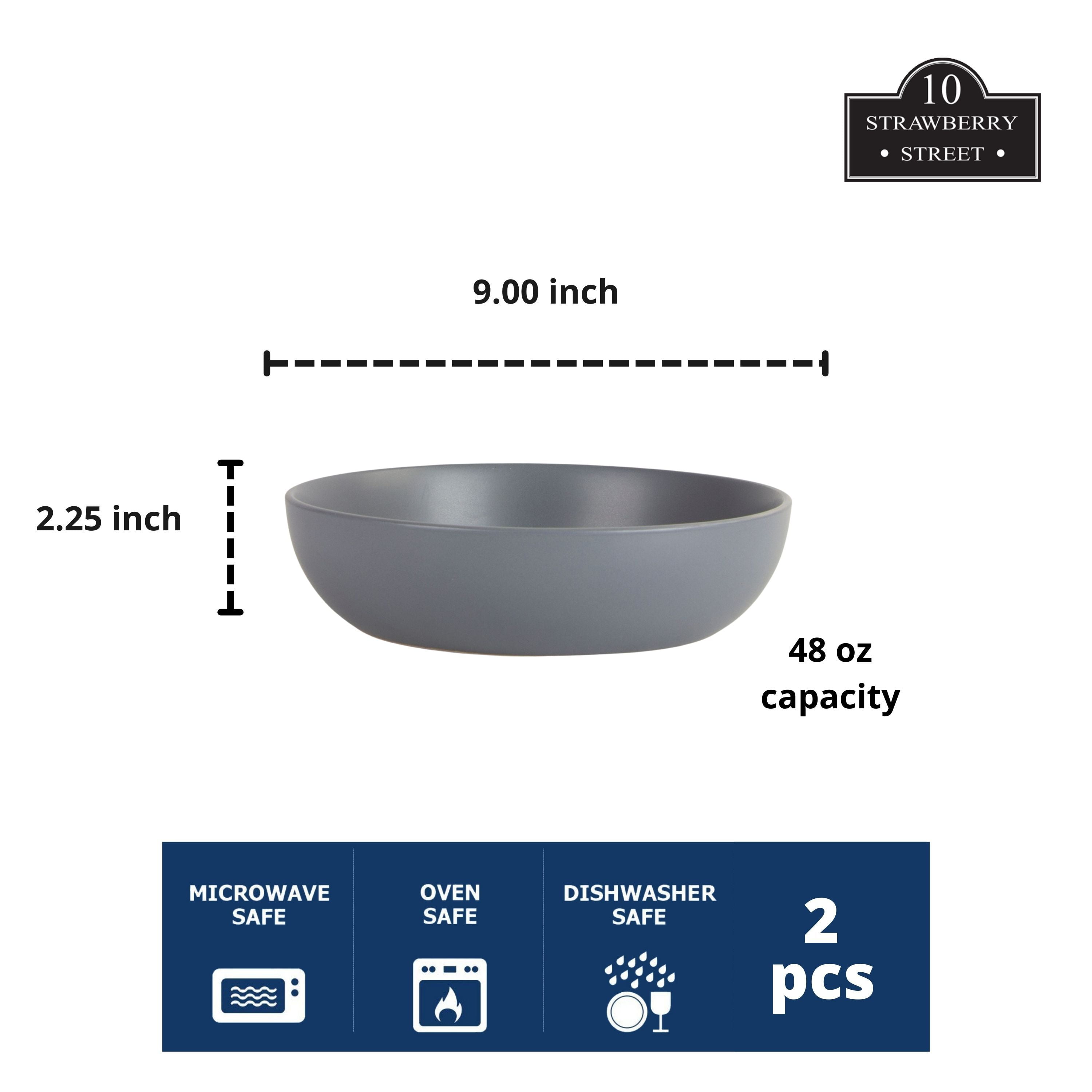 10 Strawberry Street Wazee Matte 9"/48oz Serving Bowl, Set of 2, Charcoal