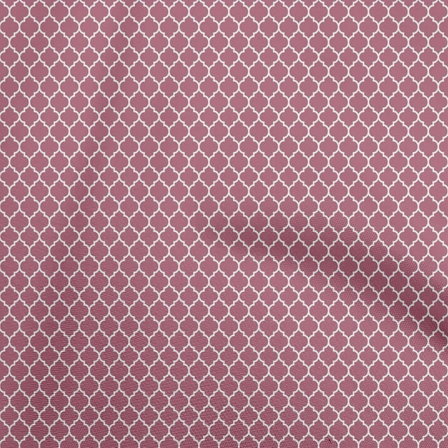 oneOone Cotton Poplin Pink Fabric Quatrefoil Craft Projects Decor Fabric Printed By The Yard 56 Inch Wide