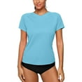 thumbnail image 1 of Women's Solid Color UPF 50+ Rash Guard Raglan Short Sleeve Swimwear Shirt Quick Dry Tops, 1 of 6