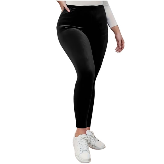 Soyumi Cozy Velour Legging for Women, High Waist Buttery Soft Warm Velvet Stretch Yoga Pant Stretch Skinny Slimming Trousers Black