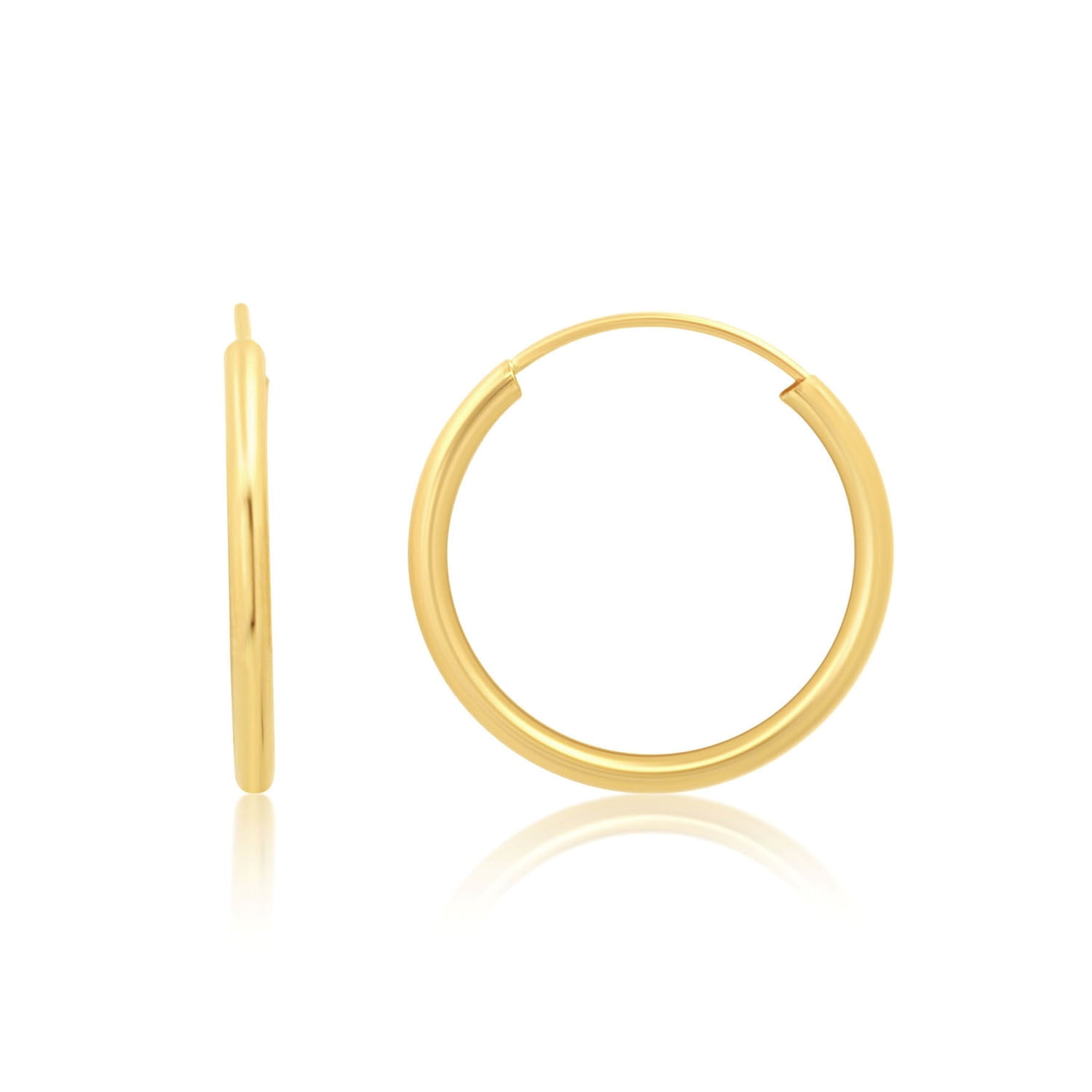 Solid 14k Gold Hoop Earrings for Women | 1.5mm Tube Yellow Gold Hoop ...