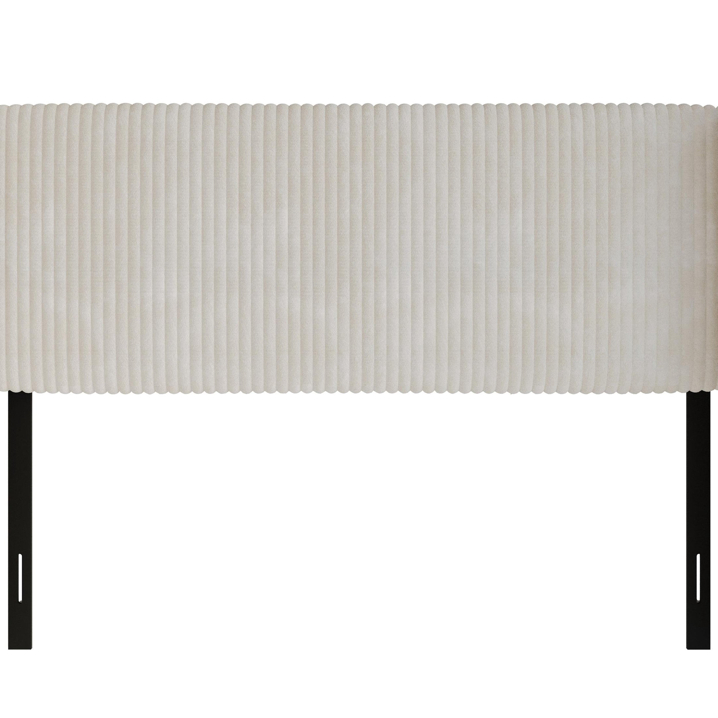 Home Design Lenox Full Upholstered Wingback Headboard, Soft Corduroy, Light Beige, Easy to Assemble