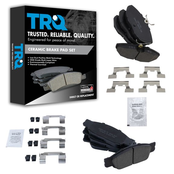 TRQ Front & Rear Premium Posi Cermaic Disc Brake Pad Kit for Ford Lincoln Jaguar BFA13104 Fits select: 2002-2005 FORD THUNDERBIRD, 2000-2006 LINCOLN LS