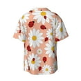 thumbnail image 2 of Balery Daisy and Ladybug Men's Casual Button Down Shirt Short Sleeve Textured Summer Cuban Beach Shirts-Medium, 2 of 7
