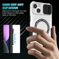 thumbnail image 3 of ELEHOLD Rugged Case for iPhone 15 Plus with Sliding Camera Lens Cover Rotation Ring Holder Stand Function Compatible with MagSafe Shockproof Cover for iPhone 15 Plus - White, 3 of 10